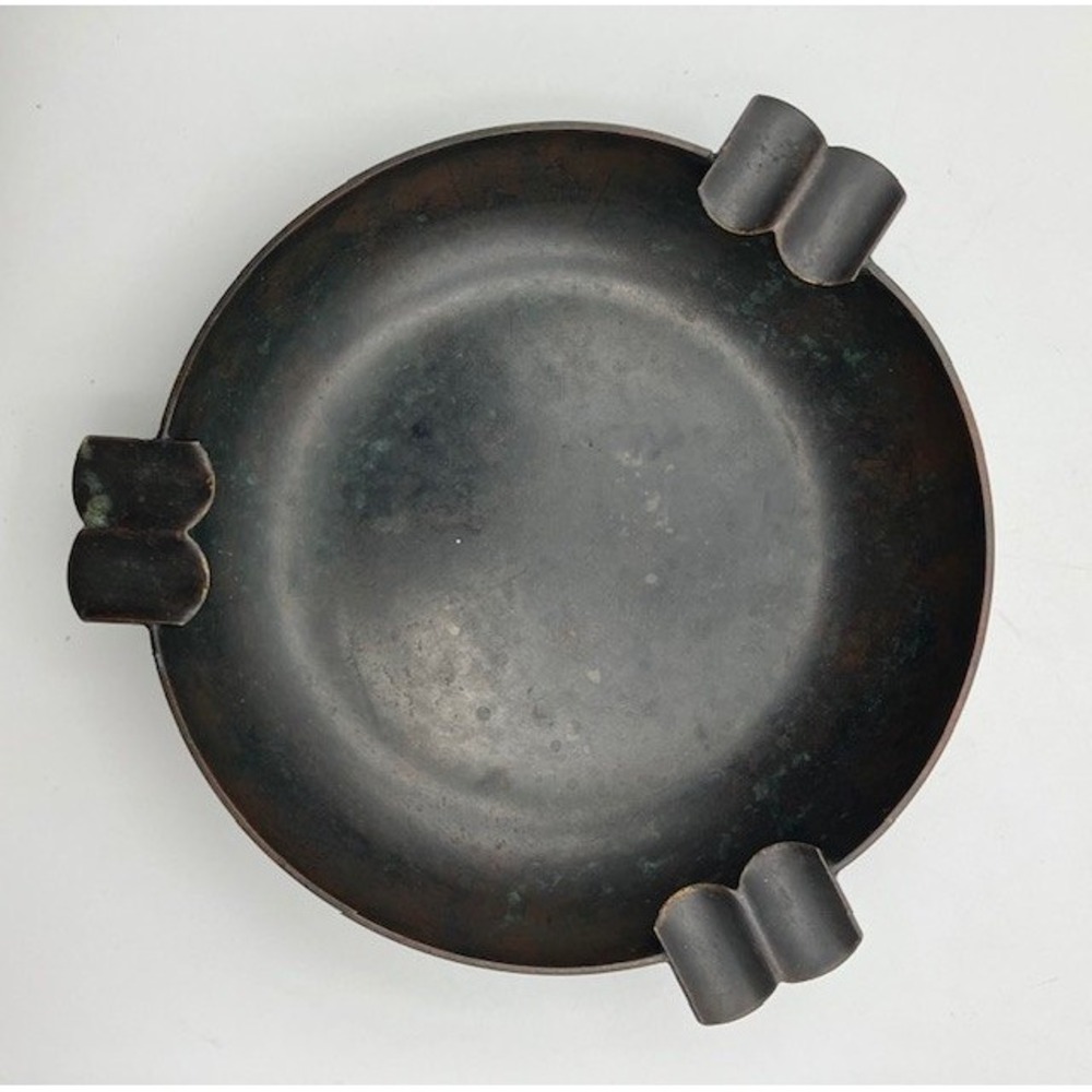 MCM Vintage Black Brass Cigar Ashtray Holder Retro Home Decor‎ Large Heavy 7"D